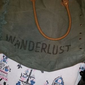Large canvas tote bag WANDERLUST imprinted